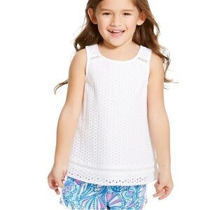 Lilly Pulitzer For Target Kids Toddlers Girl Eyelet White Cotton Tank Top 5T OBO